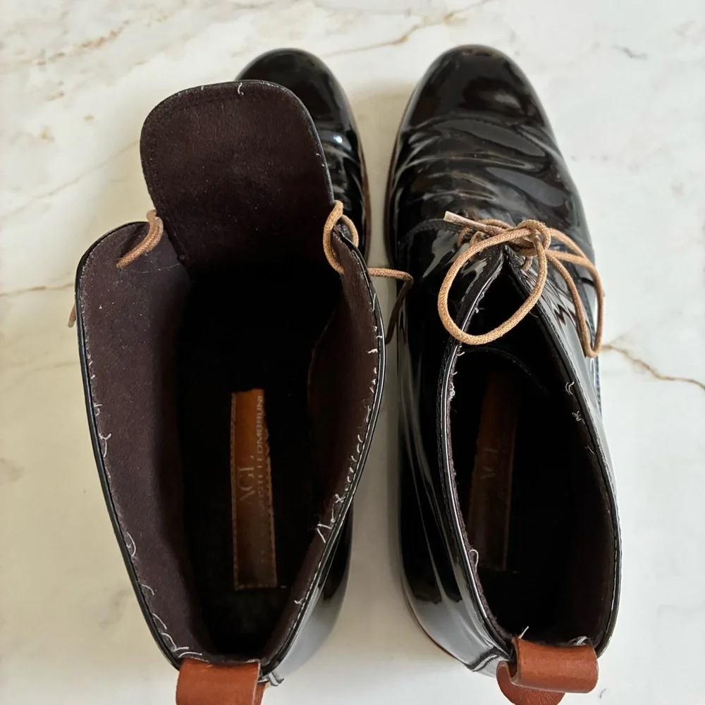 AGL Attilio Giusti Leombruni Black Patent Leather Lace Up Oxford Loafer Shoes - Picture 14 of 15